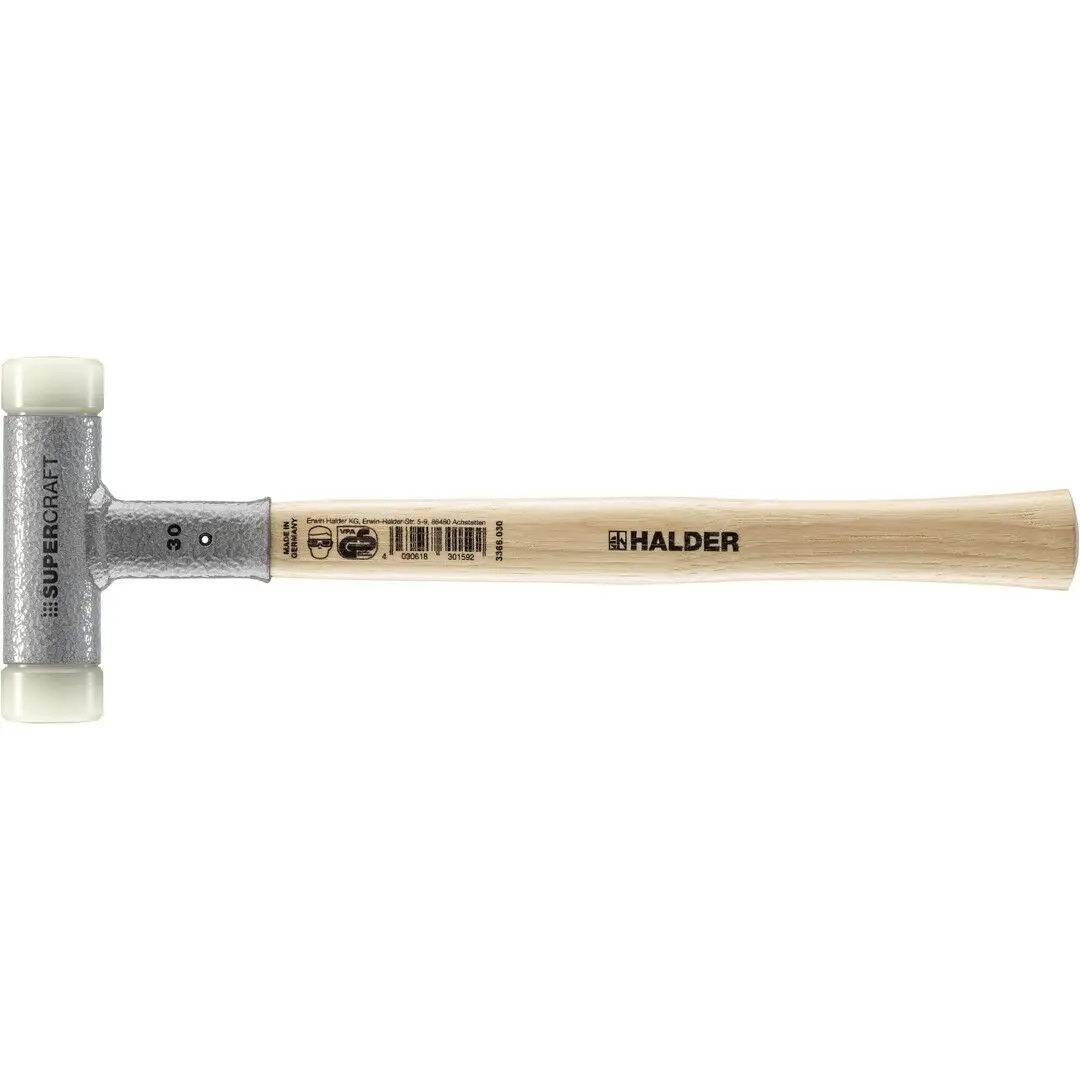 HALDER SUPERCRAFT Schonhammer Ø 30 mm rückschlagfrei mit Stahlschrotfüllung | Gravur möglich