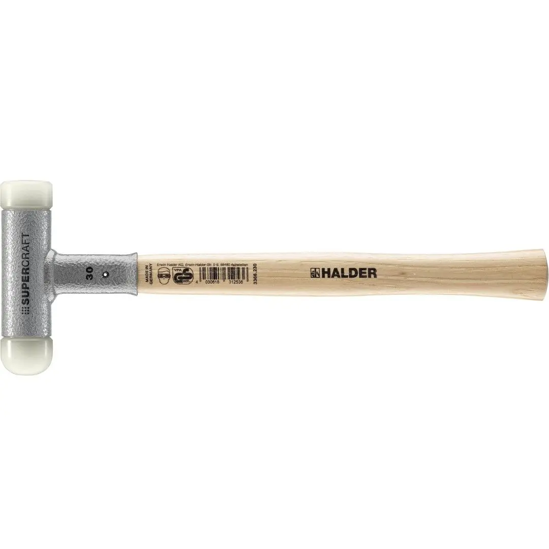 HALDER SUPERCRAFT Schonhammer Ø 30 mm rückschlagfrei mit Hickorystiel | Gravur möglich