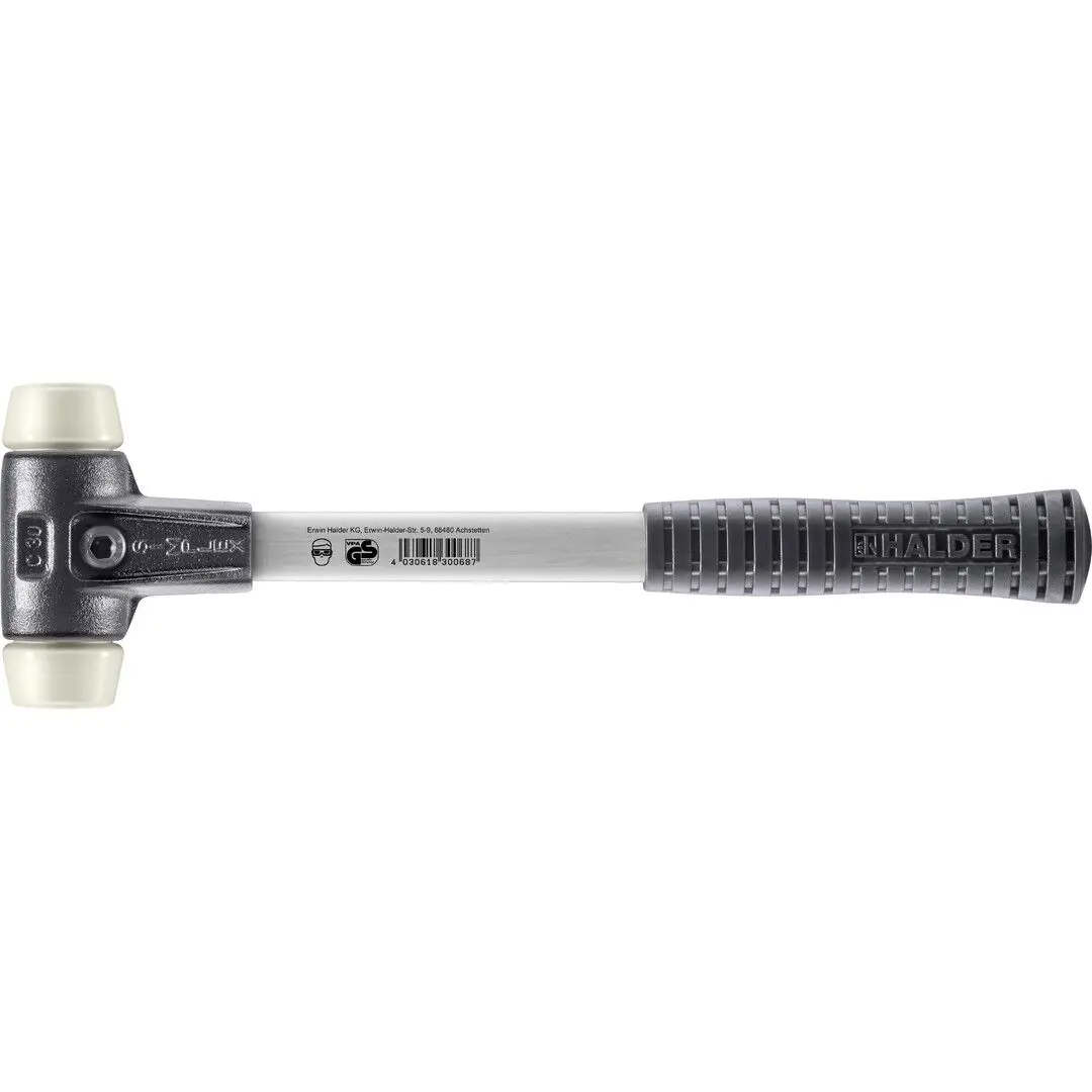 HALDER SIMPLEX Schonhammer Ø 30 mm Nylon mit verstärkem Tempergussgehäuse und Fiberglasstiel