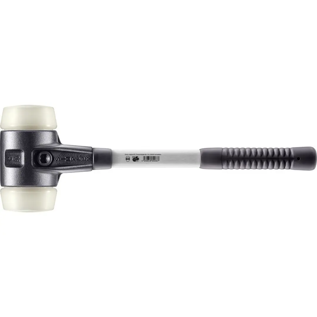 HALDER SIMPLEX Schonhammer Ø 80 mm Nylon mit verstärkem Tempergussgehäuse und Fiberglasstiel