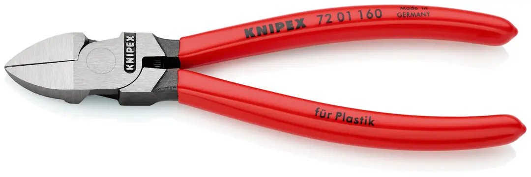 KNIPEX 72 01 160 Seitenschneider für Kunststoff 160 mm poliert mit rutschhemmendem Kunststoff überzogen