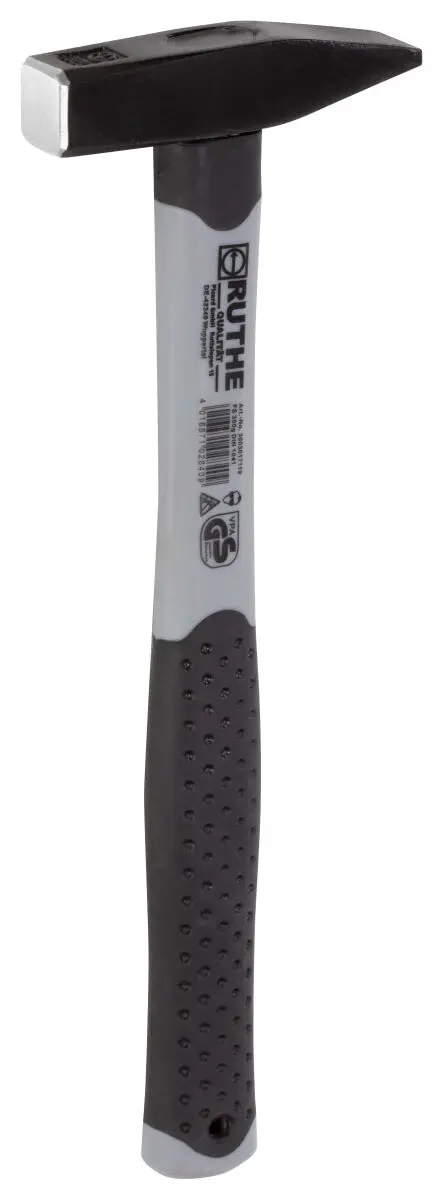 RUTHE Schlosserhammer 500g Deutsche Form mit Fiberglasstiel