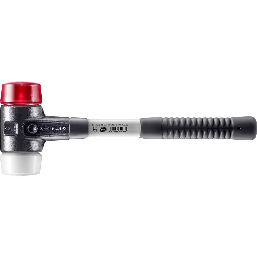 HALDER SIMPLEX Schonhammer Ø 60 mm Plastik rot / Superplastik mit verstärktem Tempergussgehäuse und Fiberglasstiel