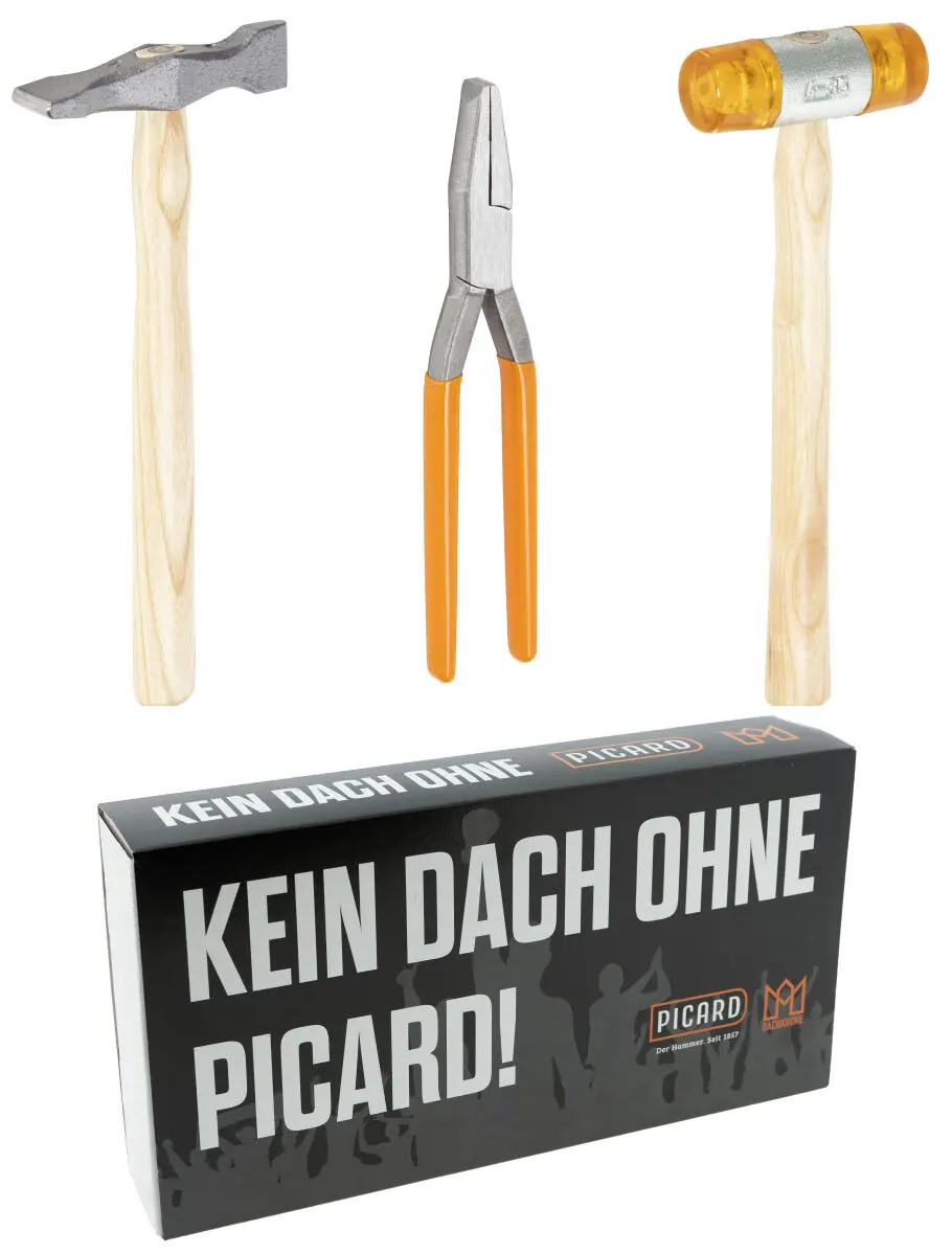 DACHKRONE Set 4 – PICARD Kreuzschweifhammer Nr. 175, Flachzange Nr. 192 & Plastikhammer Nr. 252