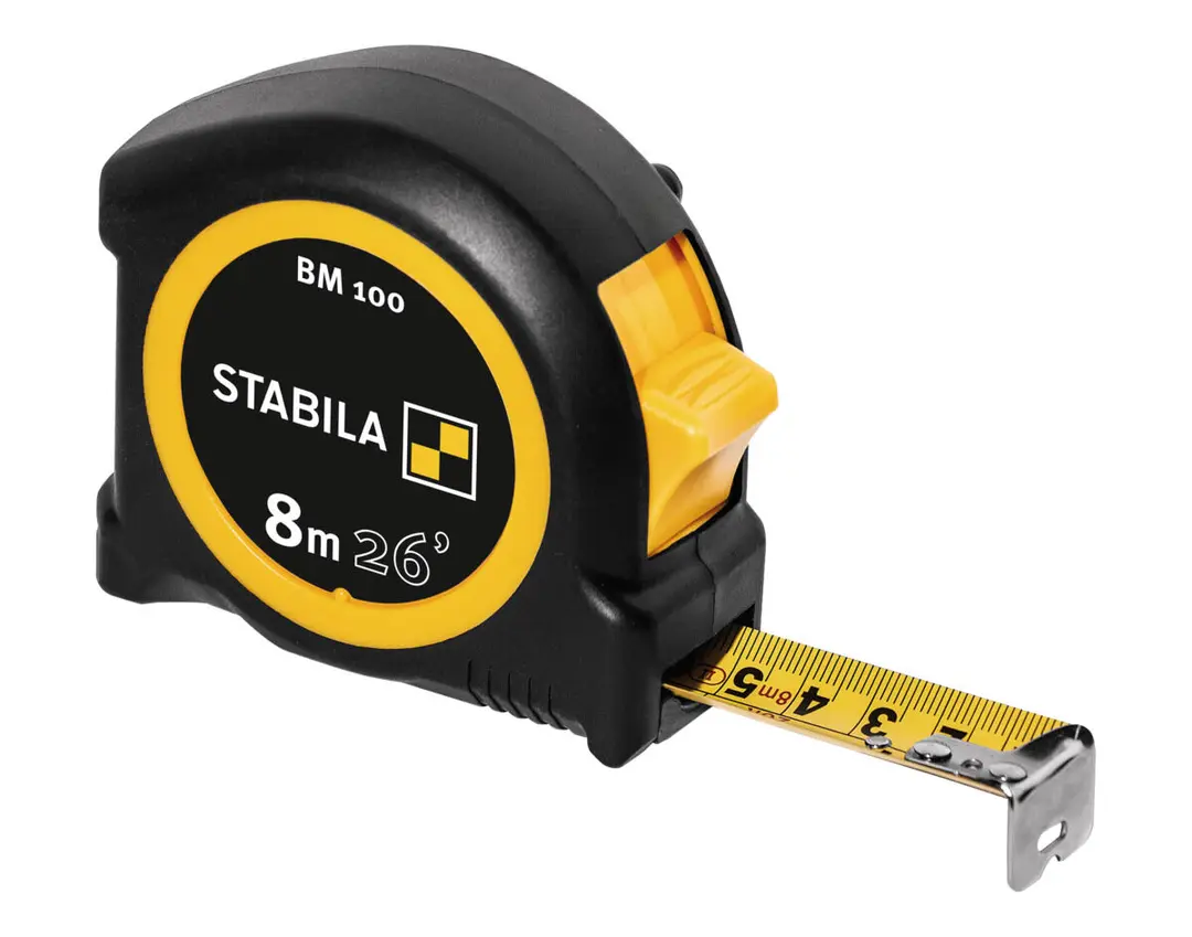 STABILA Taschenbandmaß 8 m (26") cm/inch-Skala BM 100