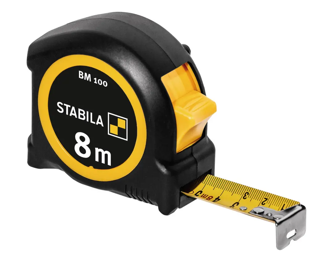 STABILA Taschenbandmaß 8 m metrische Skala BM 100